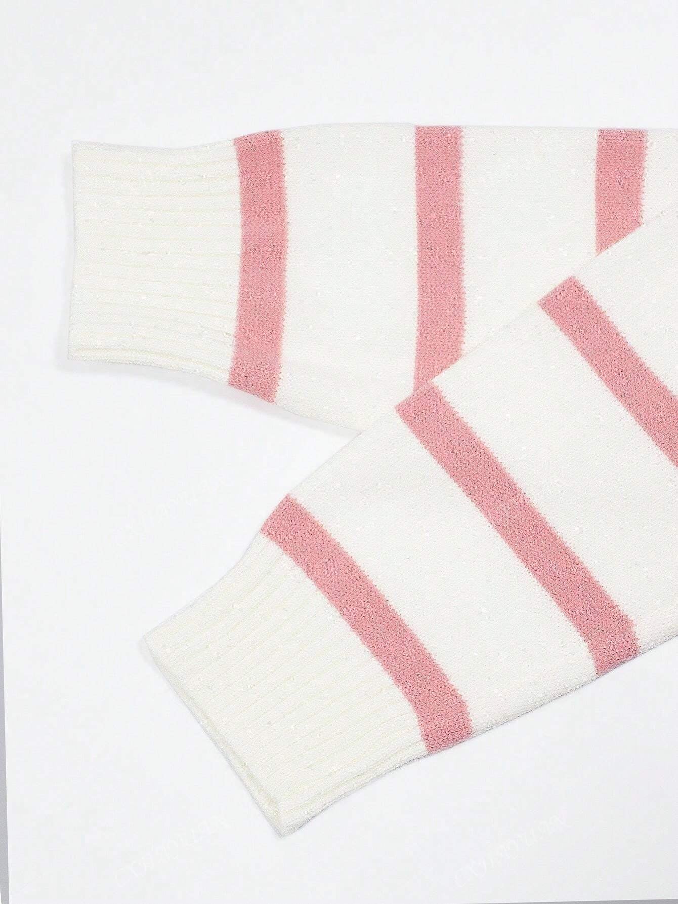 Autumn/Winter New Fashion Women Striped Zipper Pullover Sweater, Simple & Versatile Design,Long Sleeve Tops